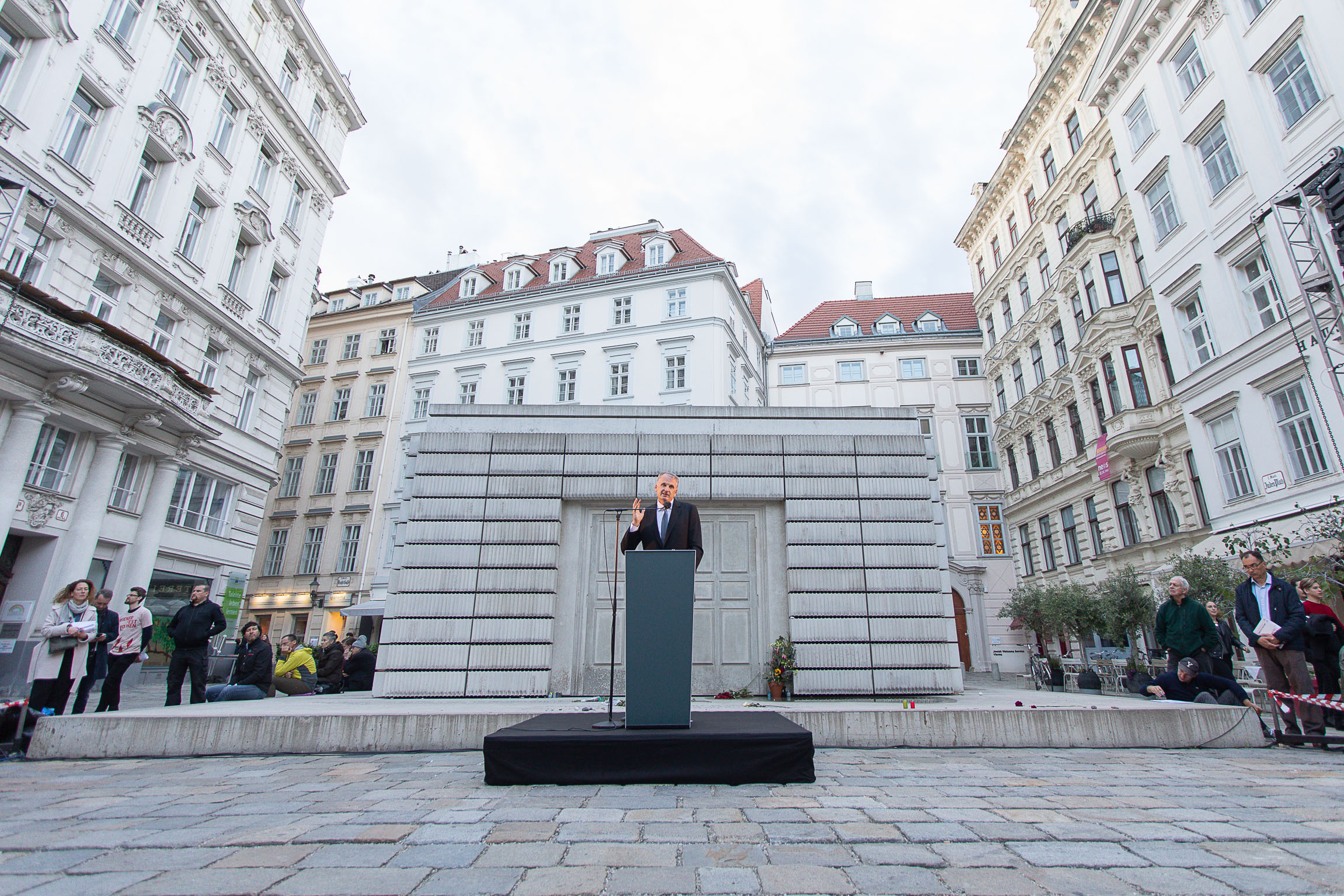 Timothy Snyder giving a Speech at Judenplatz, Vienna.